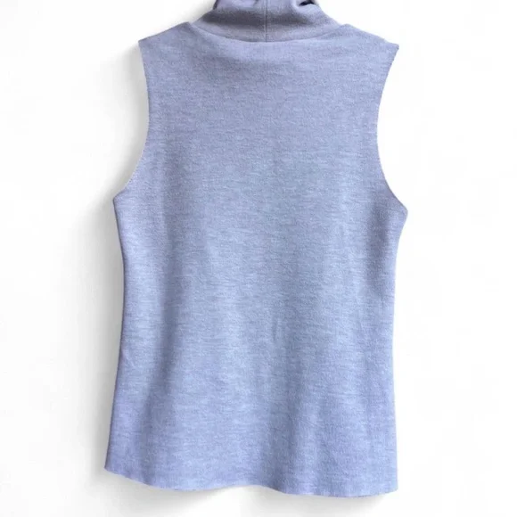 Zara Grey Sleeveless Turtleneck Knit Top Minimalist Summer Office Chic Size S - Picture 3 of 13